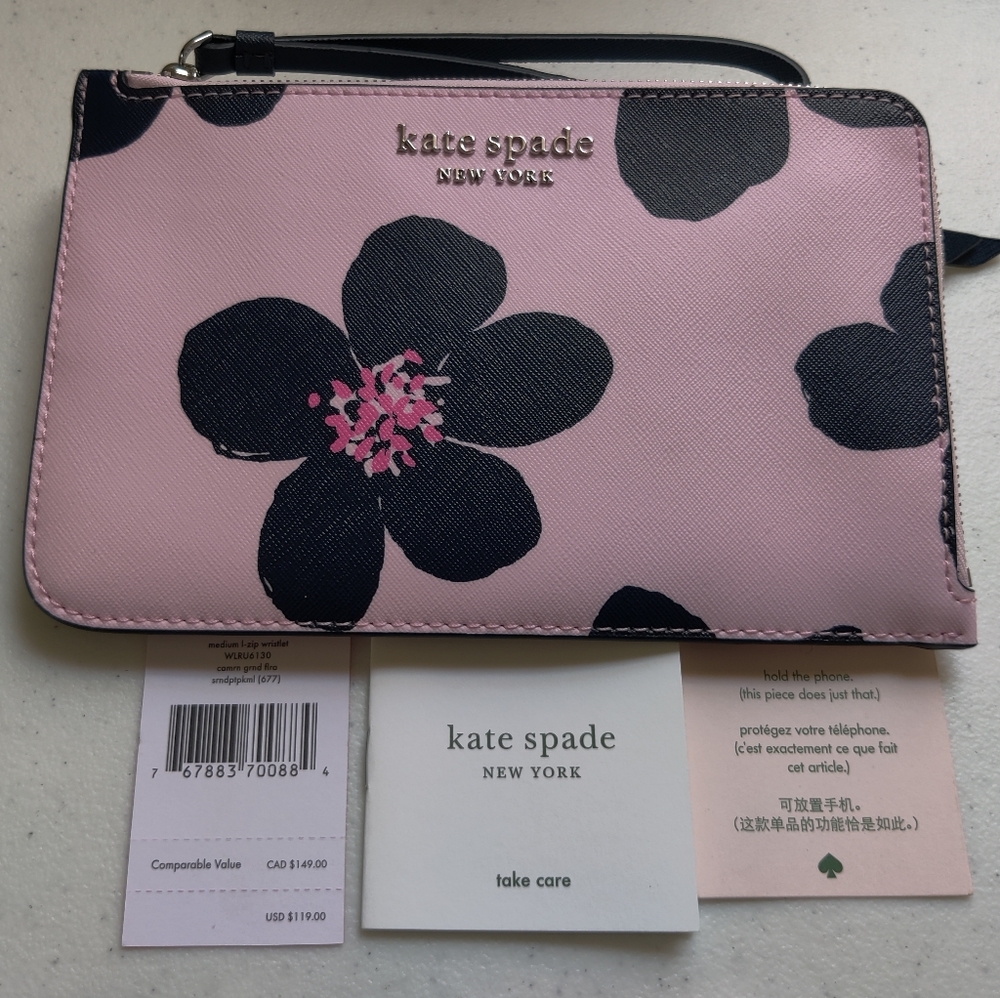 Kate Spade med l-zip cameron grand flora wristlet